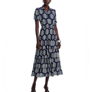 NWT T Tahari Printed Tiered Midi Dress - size M